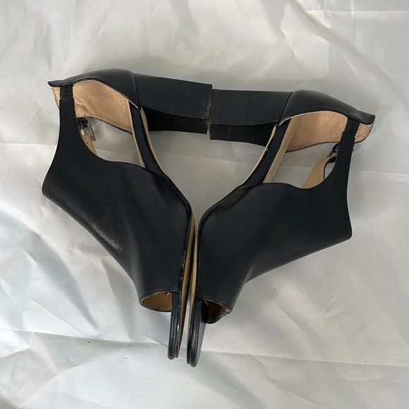 ADRIENNE VITTADINI Ricochet Open Toe Shoes Black Fine Leather Block Heel 9.5 - Picture 4 of 11